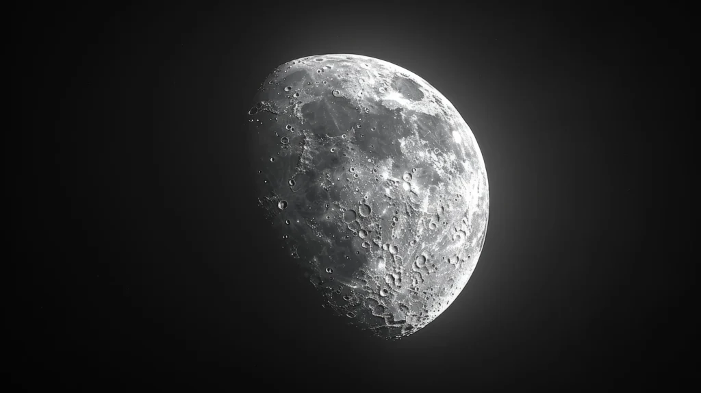Detaillierte Nahaufnahme des Supermondes bei klarer Sicht, aufgenommen im Mai 2025